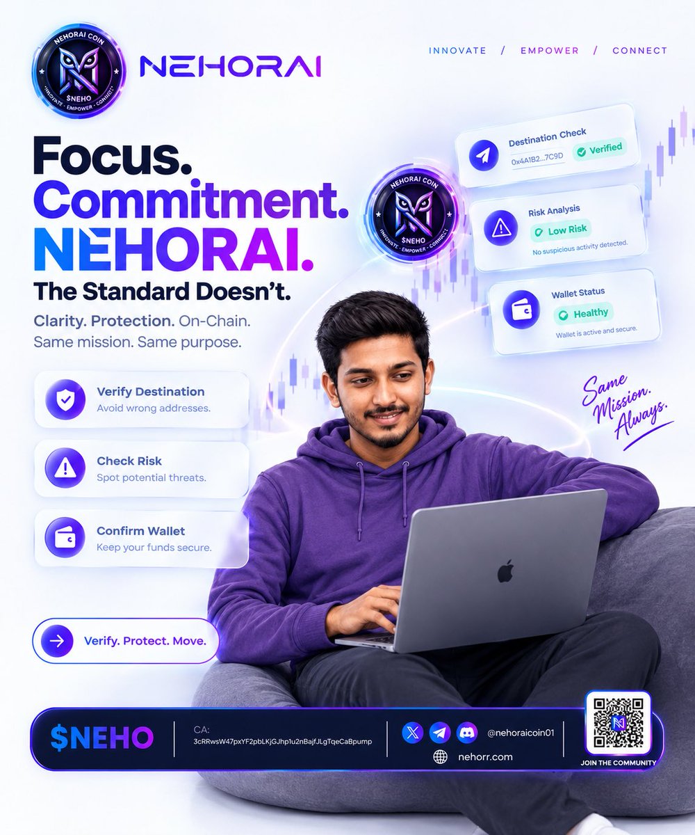 Nehoraicoin01's tweet photo. Standing strong. Focus and commitment unchanged.

NEHORAI continues on clarity and practical protection before value moves on-chain.
Goal remains fixed. Steady execution continues.

$NEHO 
CA: 3cRRwsW47pxYF2pbLKjGJhp1u2nBajfJLgTqeCaBpump https://t.co/EIs4wkjvEF