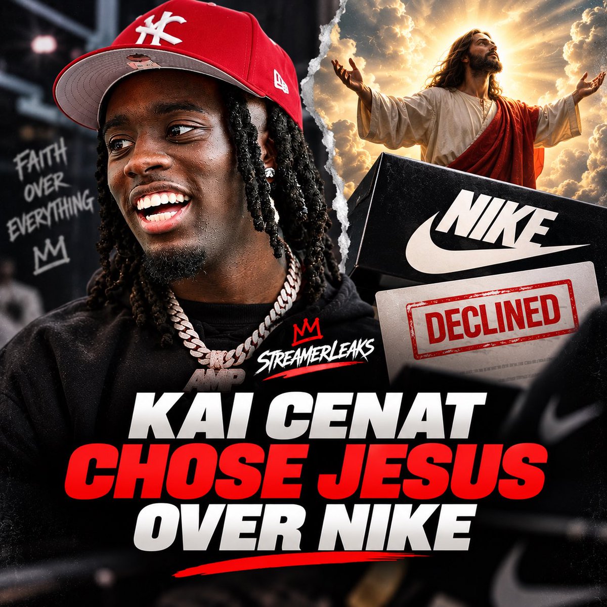 clipzzggz's tweet photo. Kai Cenat turned down a Nike deal after allegedly being asked not to mention Jesus in his content.

“Not all money is good money.” 👀🙏

Follow @streamerleaks https://t.co/l9Easdhuq0