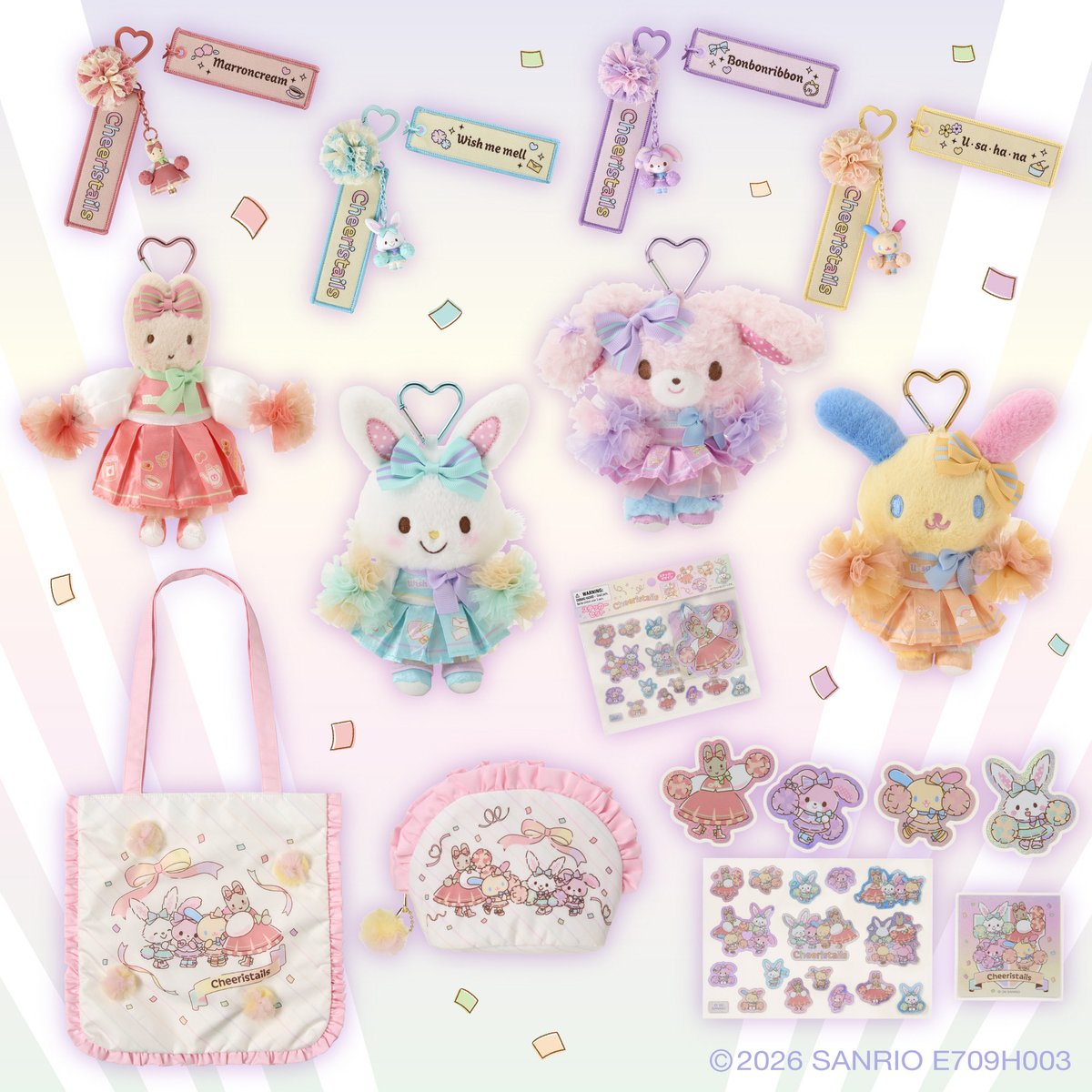 MAGNET109's tweet photo. \ 🎀みんなを応援！
　　チアリステイルズデビューシリーズ🎀 / 

マロンクリーム、ウサハナ、ウィッシュミーメル、ぼんぼんりぼんが新ユニット「チアリステイルズ」を結成！
色とりどりの個性豊かな4にんが、みんなを応援📣

✔︎︎︎︎ 1F Hello Kitty Japan
✔︎ 9月16日(水)〜順次発売
@sanrio_news