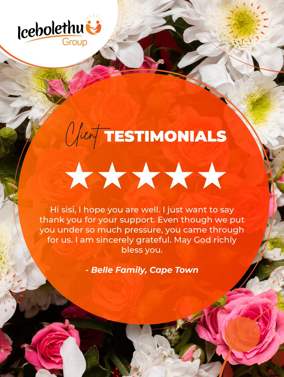 IcebolethuGroup's tweet photo. Hi sisi, I hope you are well. I just want to say thank you for your support. Even though we put you under so much pressure, you came through for us. I am sincerely grateful. May God richly bless you.
Belle family, Cape Town
#IcebolethuGroup #ClientTestimonials https://t.co/Cgon1zmjgb