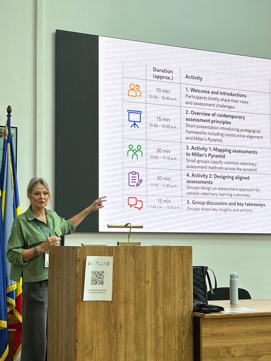 HPAConsultancy's tweet photo. A great session at VetEd Europe 2026 in Bucharest!
Great to see these assessment principles being explored in the context of veterinary education!
#HPAC #VetEd #HPE https://t.co/Z1Rx1HI3j0