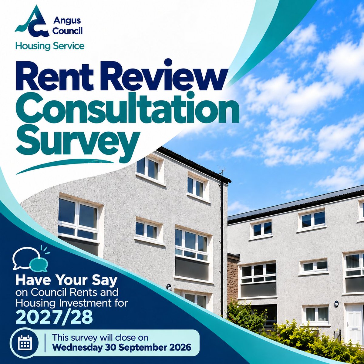 AngusCouncil's tweet photo. Have Your Say on Your Rent for 2027/28

Since our rent survey launched on Monday 14 September, we've received 237 responses.

Click the link to complete the survey here:  https://t.co/0Z4mfzfpVf
Your feedback will help shape decisions about council housing rents for 2027/28. https://t.co/ssKX8xmHaR