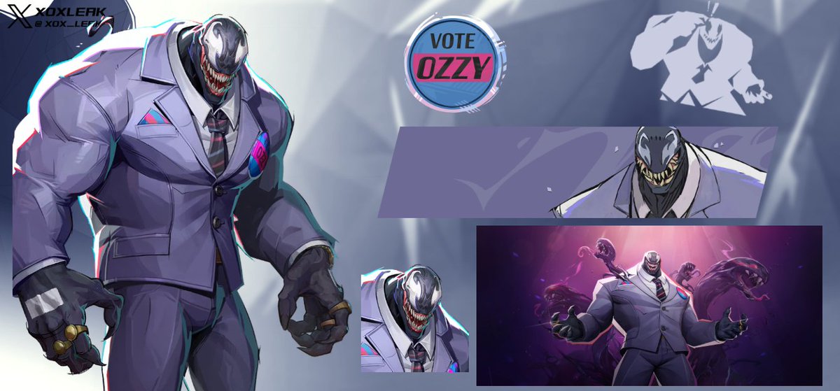 X0X_LEAK's tweet photo. 🆕 All VENOM - 'PRESIDENT OZZY' Skin assets.

Here's your first look at all the skin assets for the new VENOM Skin.
Available for FREE in the new Eventpass. #MarvelRivals https://t.co/9bgkjtKXO1