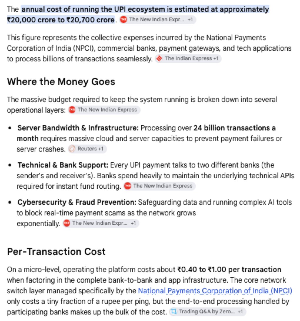 KumarOnly333's tweet photo. @FinMinIndia @nsitharamanoffc @DFS_India @NPCI_NPCI @DDNewslive @airnewsalerts @PIB_India @MIB_India @CBC_MIB Govt claims there is  huge cost in running the UPI infrastructure. There is.
What they arent saying is that we had an even higher cost when transactions were done using paper money, which required additional physical security etc. UPI is already cheaper @nsitharaman 
#KeepUPIFree https://t.co/obDPbuOubt