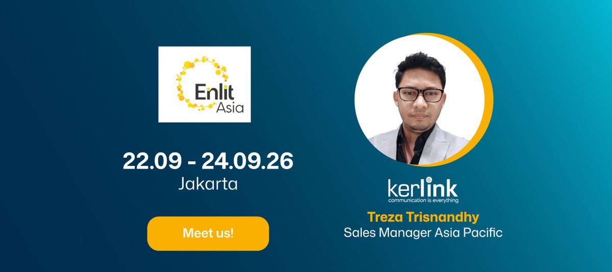 kerlink_news's tweet photo. 📢EVENT | Enlit Asia 

Meet Treza Trisnandhy at Enlit Asia in Jakarta!

📆 22-24 Sept, 2026
📍Jakarta

👉 Book a meeting with him: https://t.co/EKeR2tCOD3

#iot #lorawan @LoRaAlliance #EnlitAsia2026 #iotsolutions https://t.co/75N4109Zb1