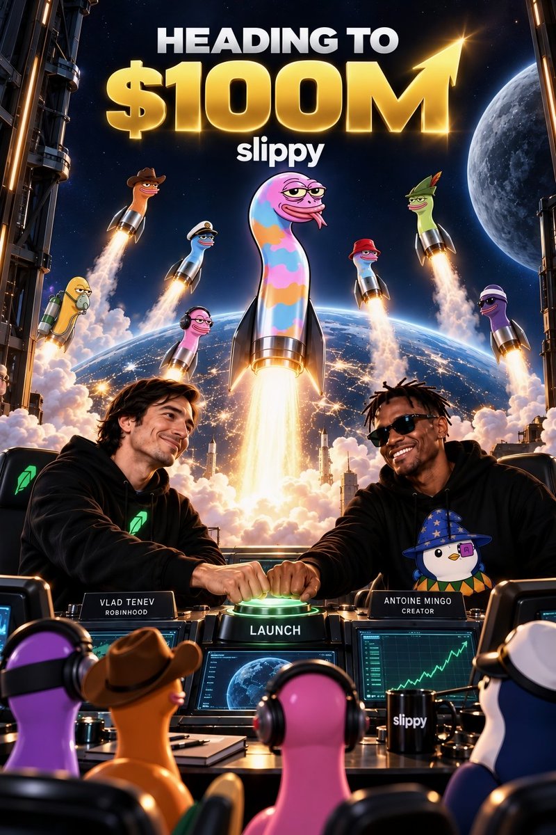 solarfeen's tweet photo. $SLIPPY isn’t launching one rocket.
It’s building a whole damn fleet.
Memes, Games, NFTs, Income stream and much more to come.

@RobinhoodCrypto gives it the runway.
Antoine Mingo @LiViXi3 gives it the creative DNA.
The community provides the fuel.

Different Slippys Different personalities. Same universe.

The target on the control screen?

$100M.

Engines are lit.
Launch sequence initiated.
Now we find out how high this thing can fly. 🚀

$SLIPPY