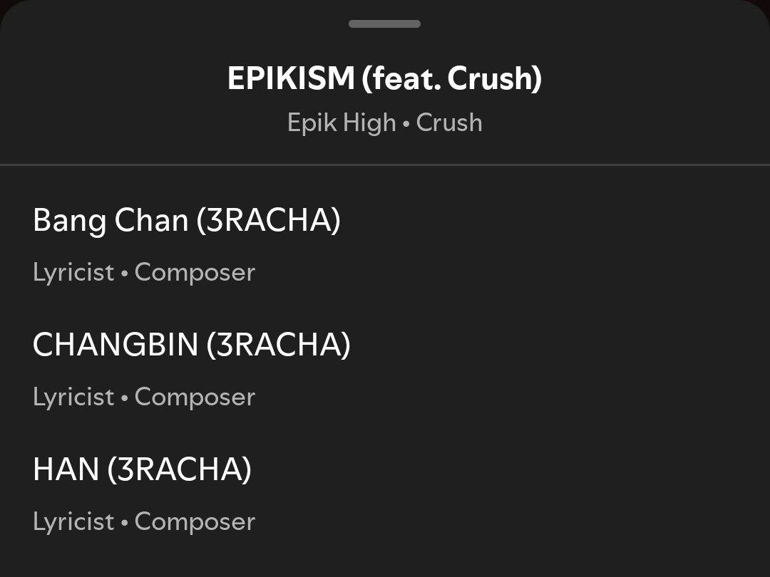 ham_jisungie's tweet photo. #HAN is credited as a lyricist and producer on EPIK HIGH's new song 'EPIKISM" (feat. Crush)!! 💚 https://t.co/46OJnfuYrG