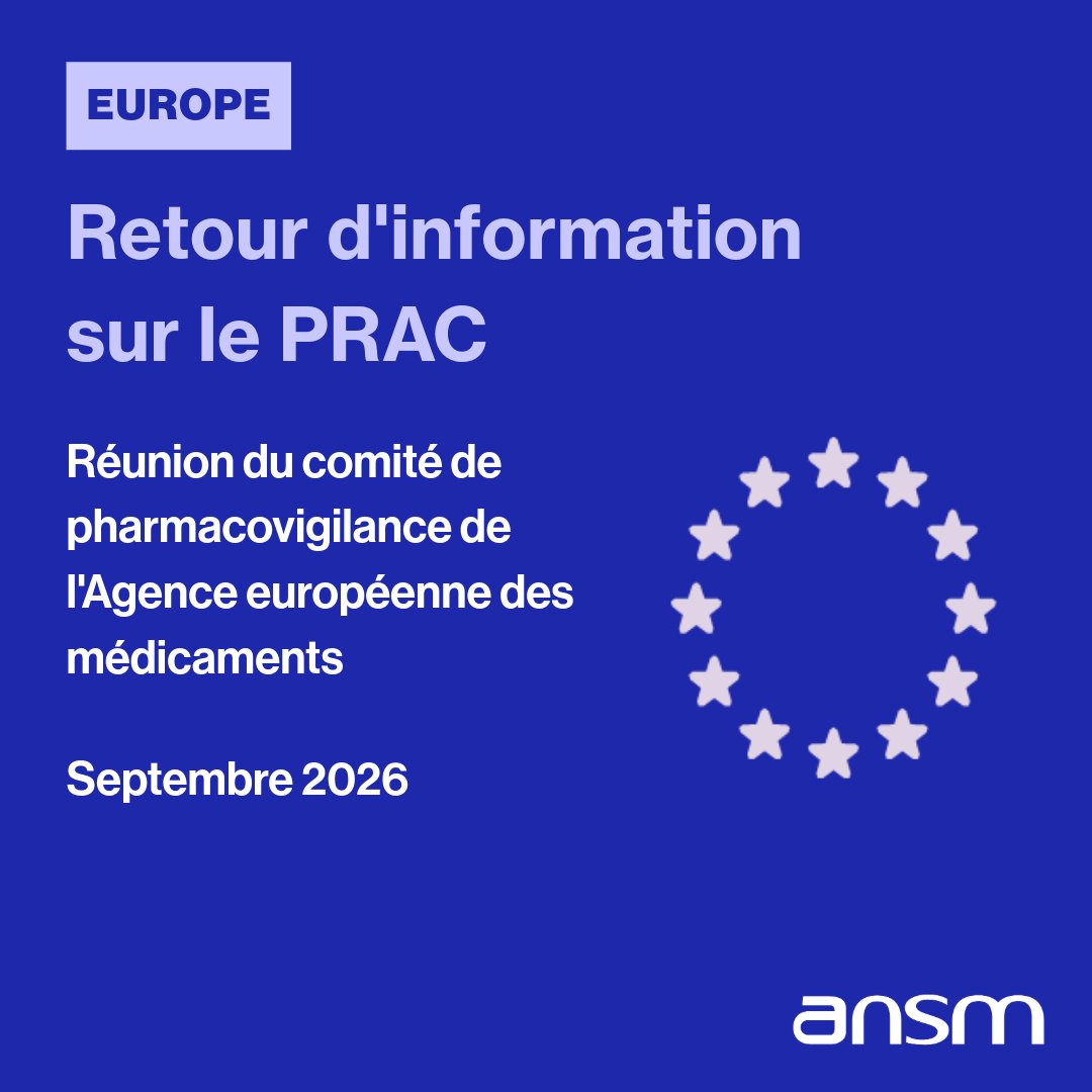 ansm's tweet photo. Retrouvez en français le retour d'information du Comité de pharmacovigilance PRAC de l'Agence européenne des médicaments 🔗 https://t.co/d540kQ6GfK https://t.co/c2tnij5H1g