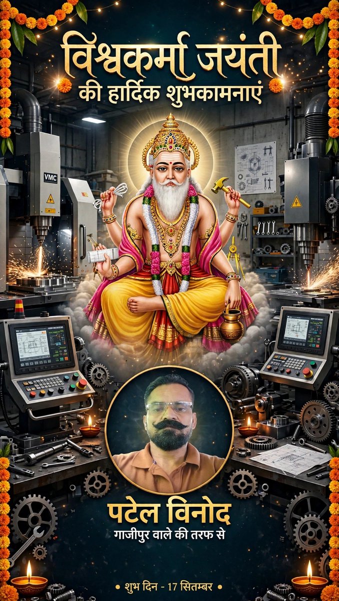 patelv22's tweet photo. https://t.co/2xWazWv27v
शिल्पकला कौशल में सर्वोच्च , धन वैभव ,सुख, समृद्धि के मालिक भगवान श्री विश्वकर्मा जयंती की आप सभी को हार्दिक शुभकामनाएं।🙏 2026 https://t.co/Cj8CgVONXG