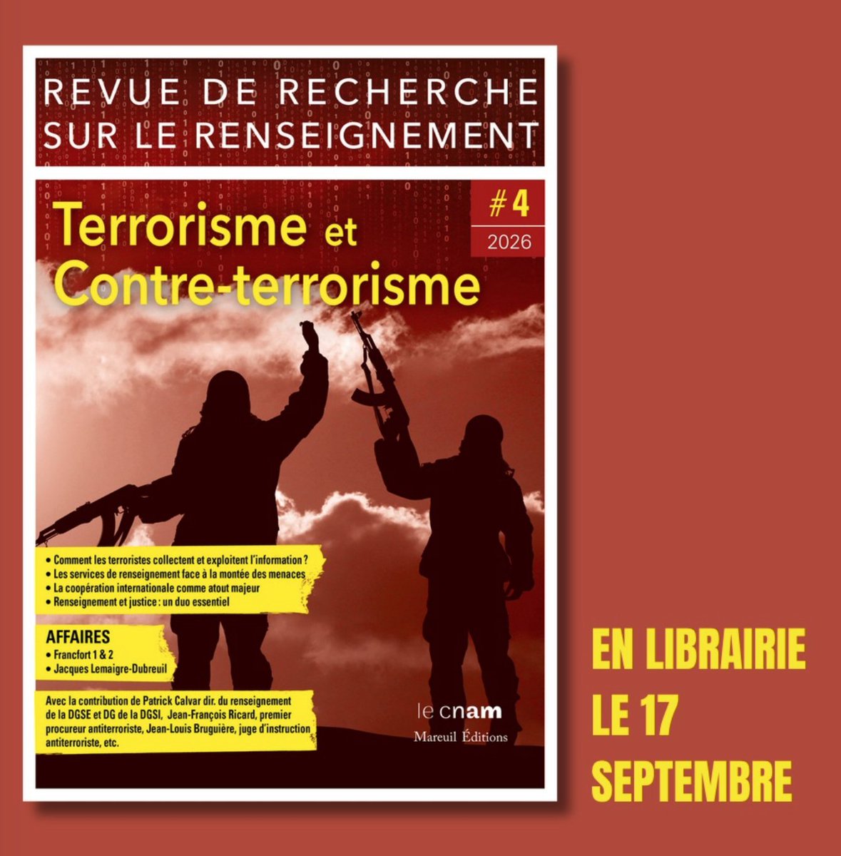 MareuilEditions's tweet photo. Face à une  menace terroriste en constante évolution, quel rôle le #renseignement  joue-t-il dans la prévention et la lutte contre le #terrorisme ?  Dans ce numéro, la #RRR se penche sur l’un des enjeux majeurs de la sécurité contemporaine
➡️https://t.co/nX7uErxWWf https://t.co/8yLD9Tp6uJ