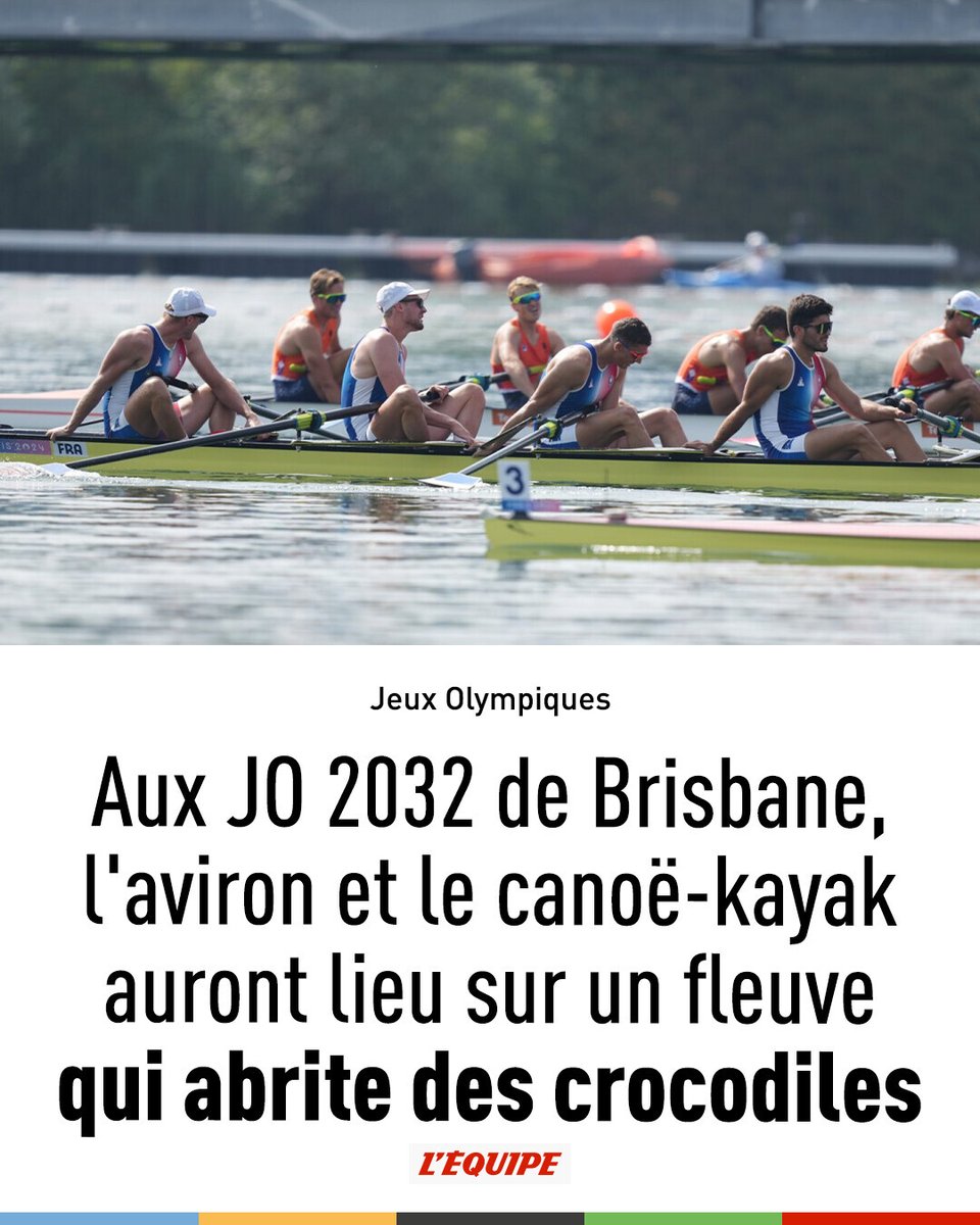 lequipe's tweet photo. Aux JO 2032 de Brisbane, l'aviron et le canoë-kayak auront lieu sur un fleuve qui abrite des crocodiles
➡️ https://t.co/44Jvptqbf3 https://t.co/xuiXyMPwVT