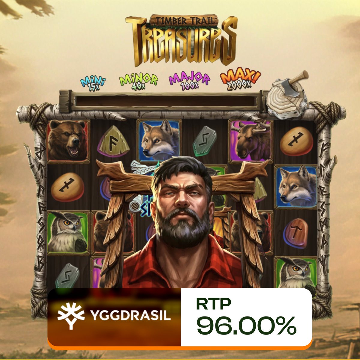 play2upio's tweet photo. Yggdrasil built a forest where a lumberjack Wild leads you toward a four tier jackpot wheel topping out at 2000x, spin it and see how deep the trail takes you 🪓

• Volatility: High
• Max Win: 20,000x
• Hit Frequency: N/A
• Released: August 2026
• RTP: 96%

👉 Have you tried it yet?
https://t.co/tpGWuRJJ7L