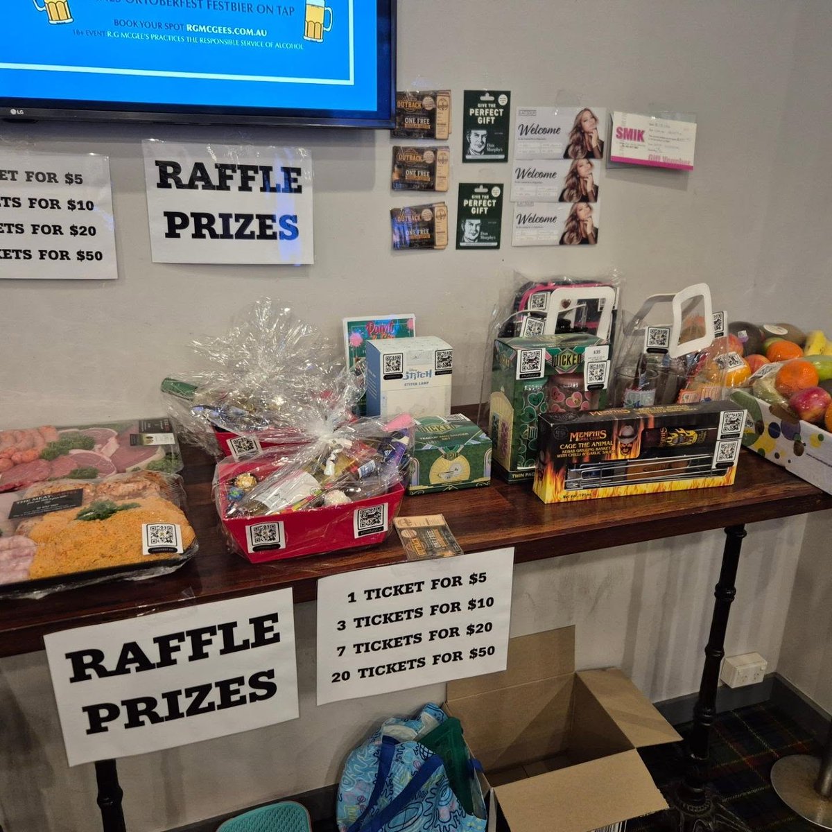 HarmonyNeudzsa's tweet photo. END-OF-MONTH MONSTER RAFFLE at RG McGees today! Drawn at 2 PM. Great prizes and plenty of chances to win while supporting Camp Quality and families impacted by cancer. Get your tickets and join the fun! https://t.co/Up1TC6xLgg