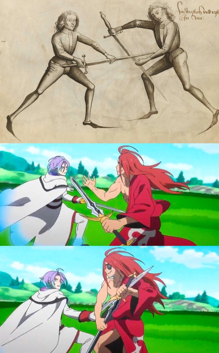 moderne_galerie's tweet photo. Again: as someone who practiced HEMA for 10+ years I have probably never seen real historical sword fighting techniques in an anime, like, e.g., freakin' halfswording! https://t.co/PNfZ7G4kMu