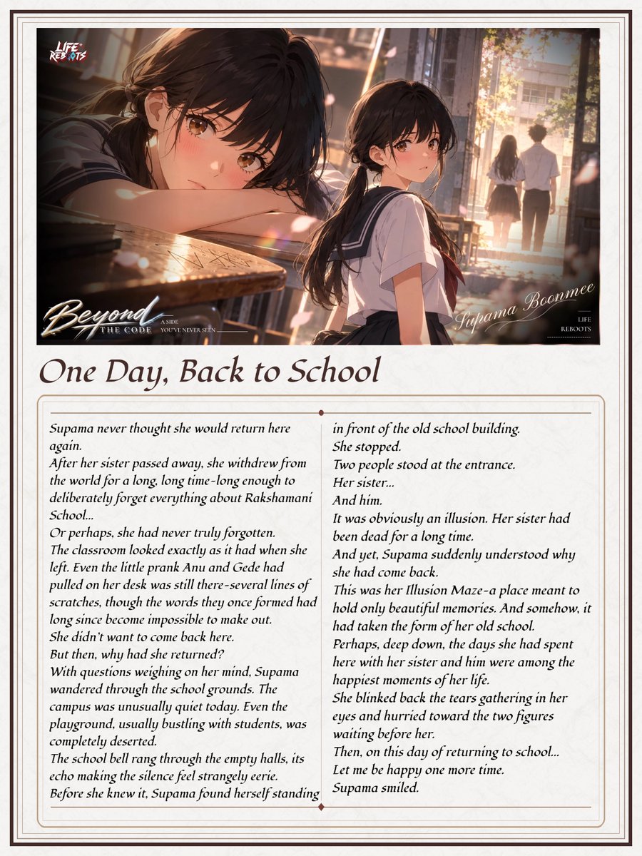 mingyun2026's tweet photo. Beyond the Code: “One Day, Back to School” — featuring Supama Boonmee
Set in the world of Life Reboots, today let's reveal a side of Supama you may have never seen before. Come a little closer and meet the person behind the code. https://t.co/mKR5BjQ8Pk