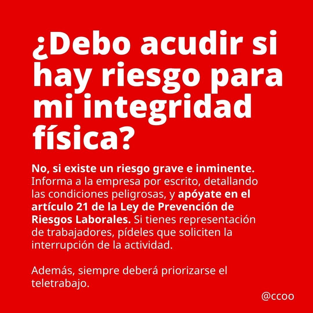 CCOORM's tweet photo. 🚩Tu seguridad y tu vida son lo primero. La legislación te protege ante situaciones de riego. #alertaroja🚨 https://t.co/fxt32ezDjX