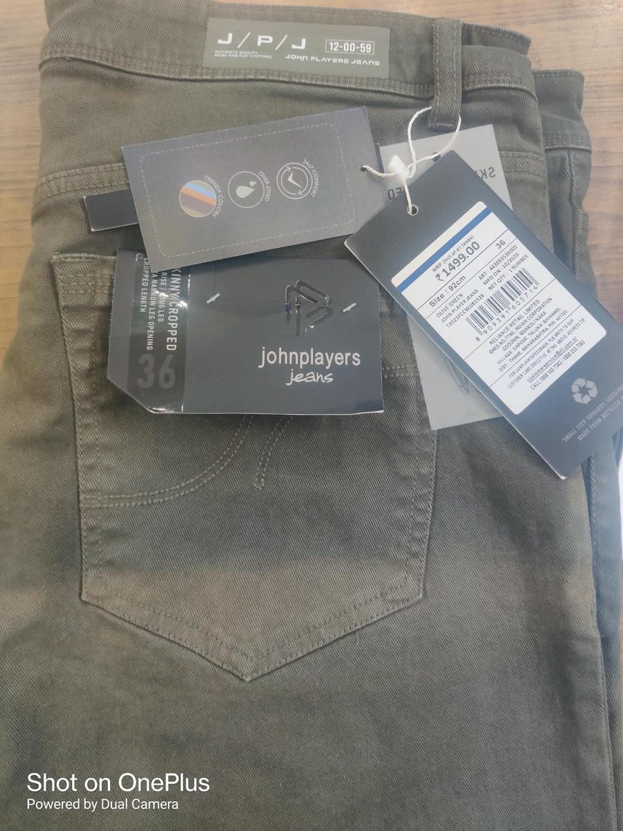 DeepakAggraval's tweet photo. Bought JohnPlayer jeans (Art No. 443093536005) - unused, tags on - and the fabric has faded badly on its own. Raised it with RIL customer care, got zero resolution in days. Poor quality + poor accountability. Think twice before buying. #BRICS_SUMMIT #BricksSummit https://t.co/4Zlm8mmbPu