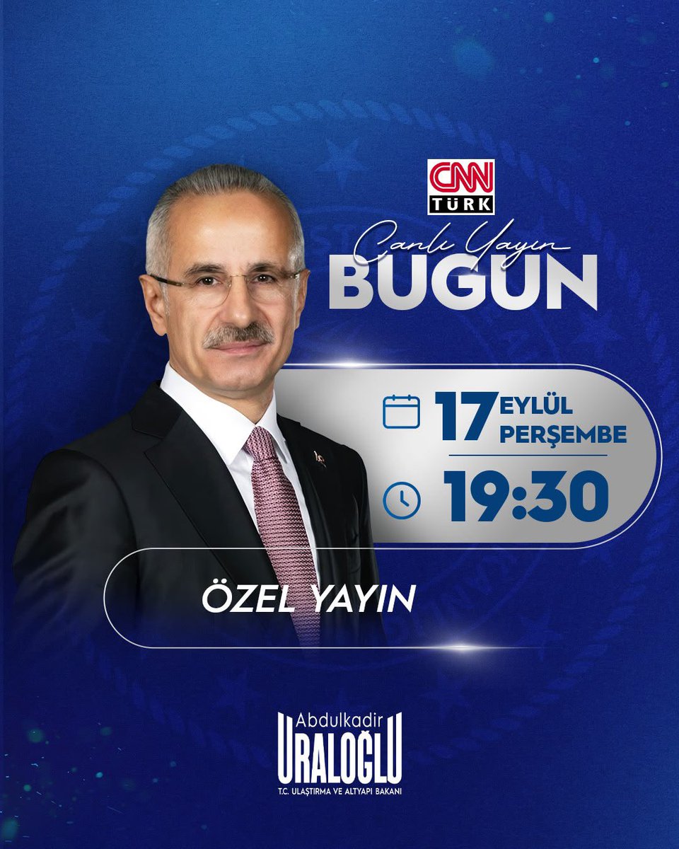 a_uraloglu's tweet photo. 📌 Bugün CNN Türk ekranlarında, 18 Eylül’de açılışını gerçekleştireceğimiz İstanbul Havalimanı’nın 4. pisti başta olmak üzere ulaştırma ve altyapı alanındaki yatırımlarımızı konuşacağız. 

📡 Canlı Yayın
📺 @cnnturk
⏰ 19.30 https://t.co/U6l5usdOvj