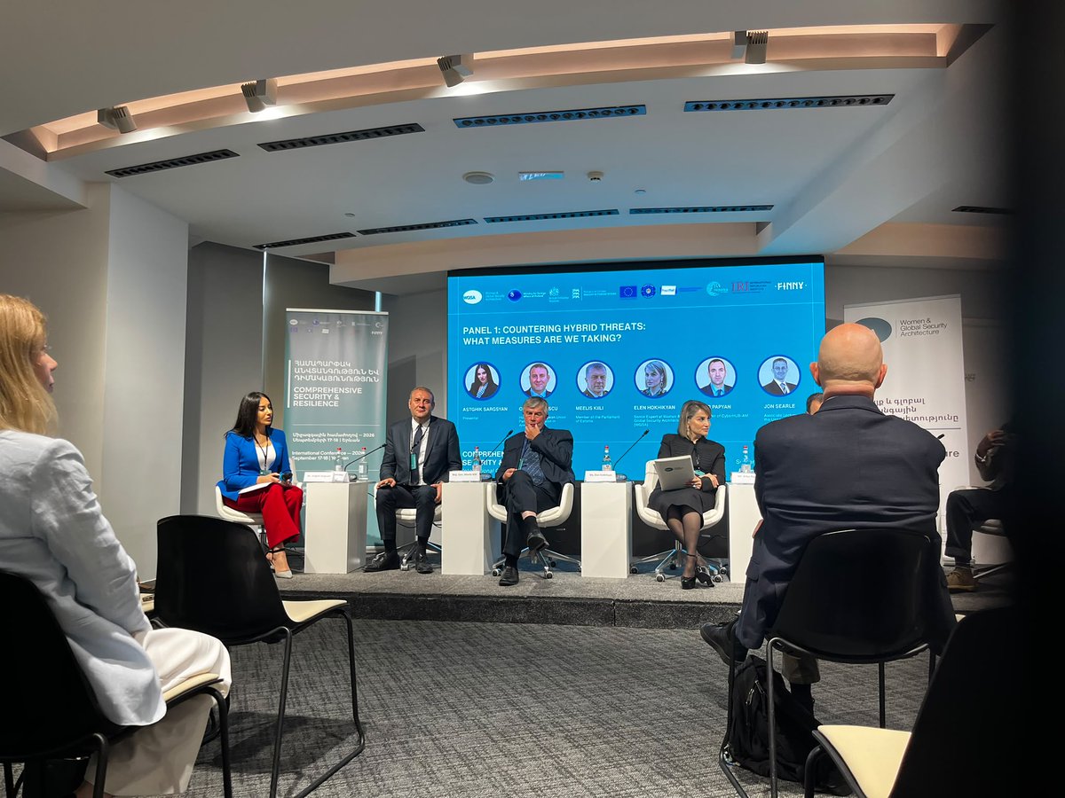 EUPM_Armenia's tweet photo. Our Head of Mission Cosmin Dinescu spoke today on countering hybrid threats at the @WGSA_inAction Comprehensive Security &amp; Resilience Conference, Yerevan. EUPM Armenia works with Armenian authorities to strengthen resilience against hybrid threats. https://t.co/OIQixIxgQm