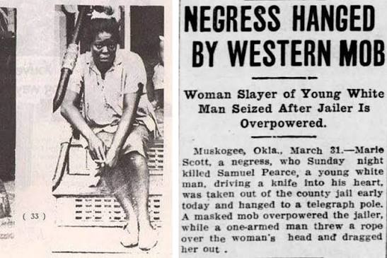 blackJournals01's tweet photo. She was seventeen years old. A mob of about a dozen men took her out of a jail cell and hanged her in the street. Marie Scott. Wagoner, Oklahoma, 1914.

Accounts of what happened are consistent on the core: a white man had forced his way into her home and attacked her, and her brother killed him defending her. Her brother escaped.

So they took the girl instead. She is one of the very few documented lynching of a Black woman in Oklahoma, and one of the youngest women in the national record.
Seventeen. Held in a cell, taken from a cell, and killed for surviving an assault that her attacker did not survive.

Nobody was charged. Say her name — most people have never heard it once.

Marie Scott was seventeen. Her story is one of up to 150 cases documented in our book. 

Most people have never heard her name. That’s exactly why we documented it.  Get yours https://t.co/V6OJtazidd