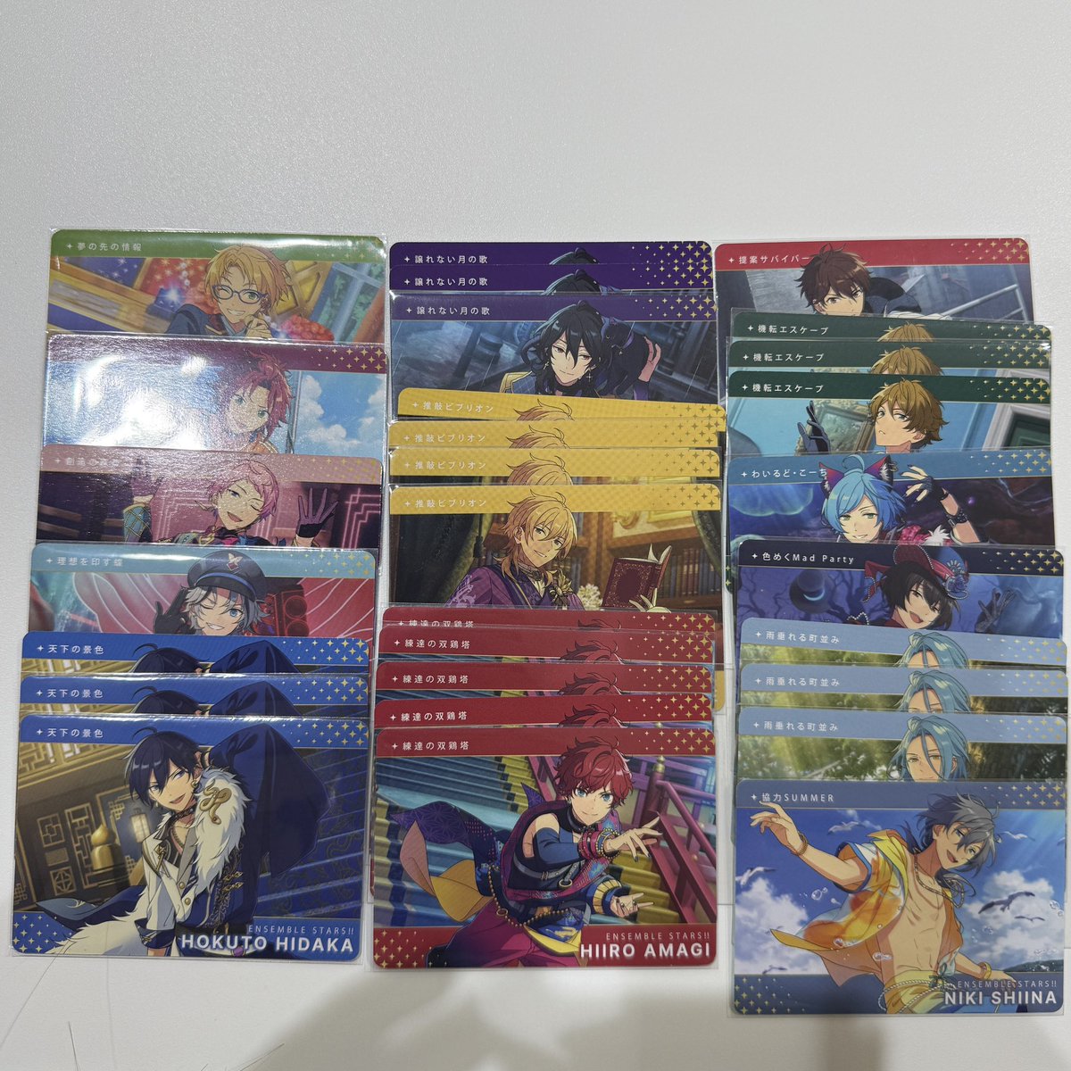 nikoniko11283's tweet photo. 【交換 譲渡】あんスタ カードダス 
出)
Rスバル、アドニス、颯馬、エス、☆泉、☆日和、☆凛月、なずなN画像参照

求)
画像4枚目
定価＋送料
Rの譲渡は☆⇒Nから11枚(半数こちら任意指定)
          その他⇒5枚 抱合せ

札幌大通り手渡し
郵送【5点以上の交換or譲渡のみ】
友人分も含んでおります🙇‍♂️ https://t.co/SPdl04Dz5o