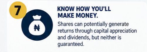 coachrolass's tweet photo. 7️⃣ Know how you'll make money.

Shares can potentially generate returns through capital appreciation and dividends, but neither is guaranteed. https://t.co/WkwNIK1Yku