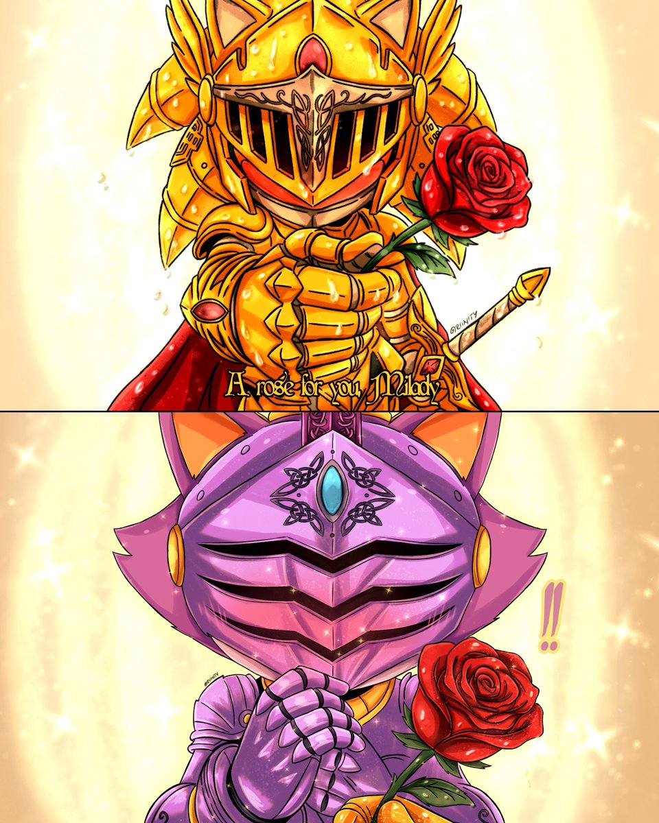 riinity's tweet photo. A rose for you, Milady 🌹✨
⚔️💛🦔 x 🤺💜🐈‍⬛
#sonicthehedgehog #BlazeTheCat #sonaze #sonival #Percival #STHBK #BlackKnightPercival #sonazeAU #SonivalAU #digitalcoloring #DontREUPLOADMyArtPlz #rinissketchingforfun https://t.co/EWvT9yxi4M
