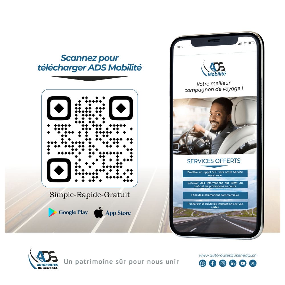 sn_ads_sa's tweet photo. ADS Mobilité : rendez vos trajets sur l'autoroute plus simples, plus fluides et plus sécurisés en un clic !
#Sénégal2050 #Mittasn #AutoroutesDuSénégal #AdsMobilité https://t.co/RKyGrhPfYz