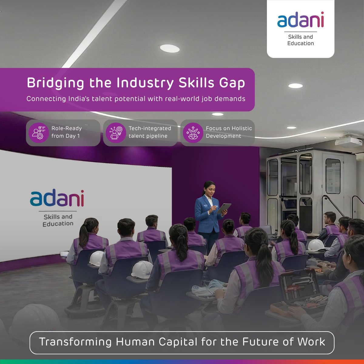 AdaniSkills's tweet photo. At ASE, we bridge the skill gap by building a role-ready, future-ready workforce for India’s growth.

#TalentSecurity #FutureReady https://t.co/Tbab4gyUAp