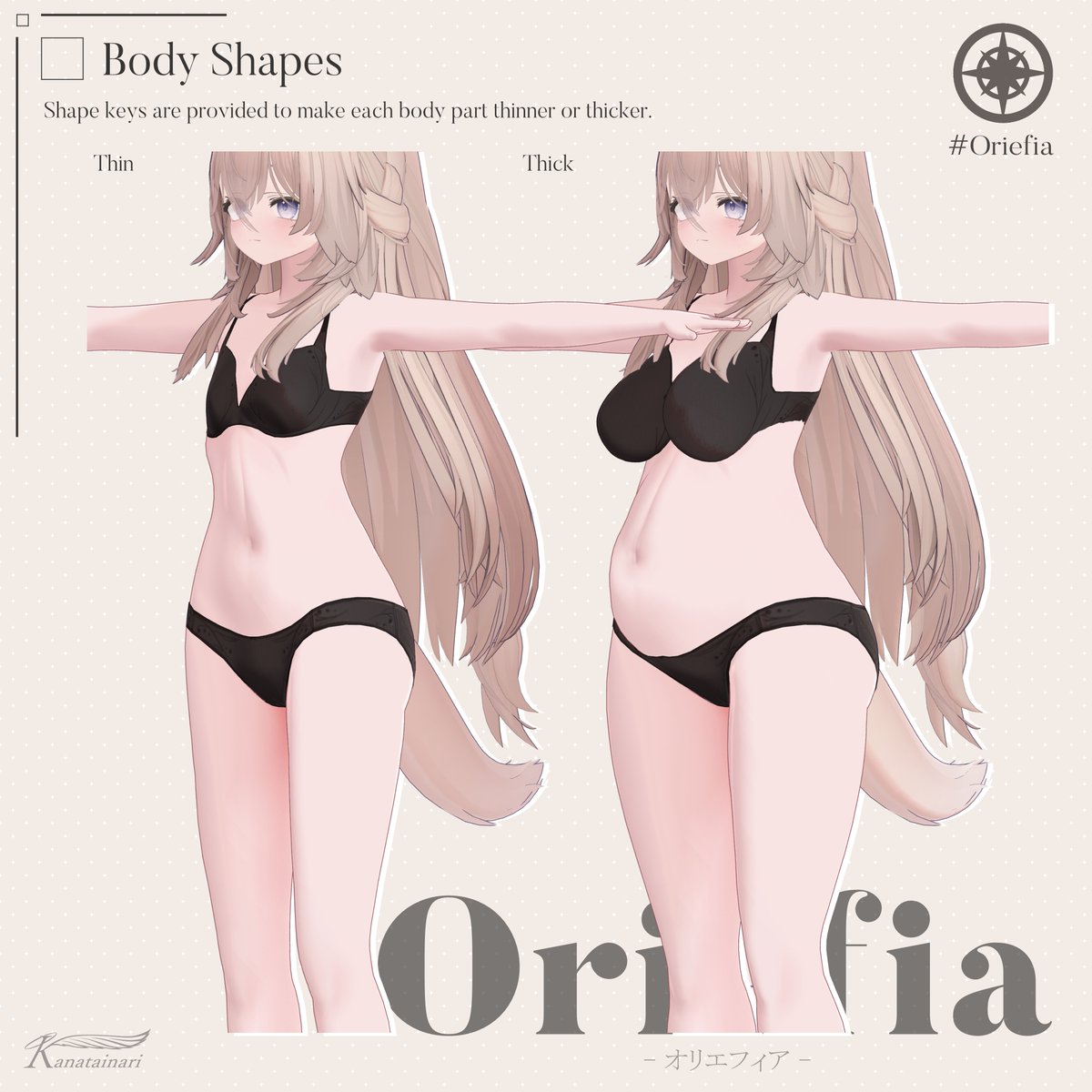 The_Rhodanthe's tweet photo. ～VRChat向け・新作オリジナル3Dモデル～
【Oriefia-オリエフィア】正式に販売開始しました～！！

ほそほそからボリュームある体まで自由な改変ができます！

VRChatで撮影した写真や改変の投稿はぜひ #Oriefia3D タグをつけて投稿してみてくださいね！

#Oriefia #VRChat
https://t.co/rwSSsNCB8b https://t.co/qWKOqJRyN6