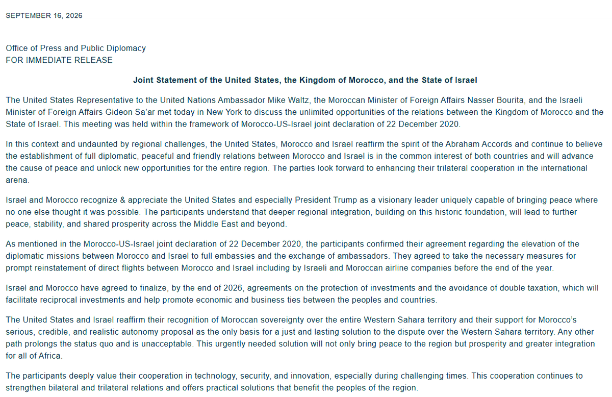 InesBelAiba's tweet photo. Le Maroc et Israël vont élever leurs missions diplomatiques respectives au rang d’ambassades à part entière et procéder à un échange d’ambassadeurs https://t.co/9WXiBezwmU https://t.co/MKt4xt5KEd