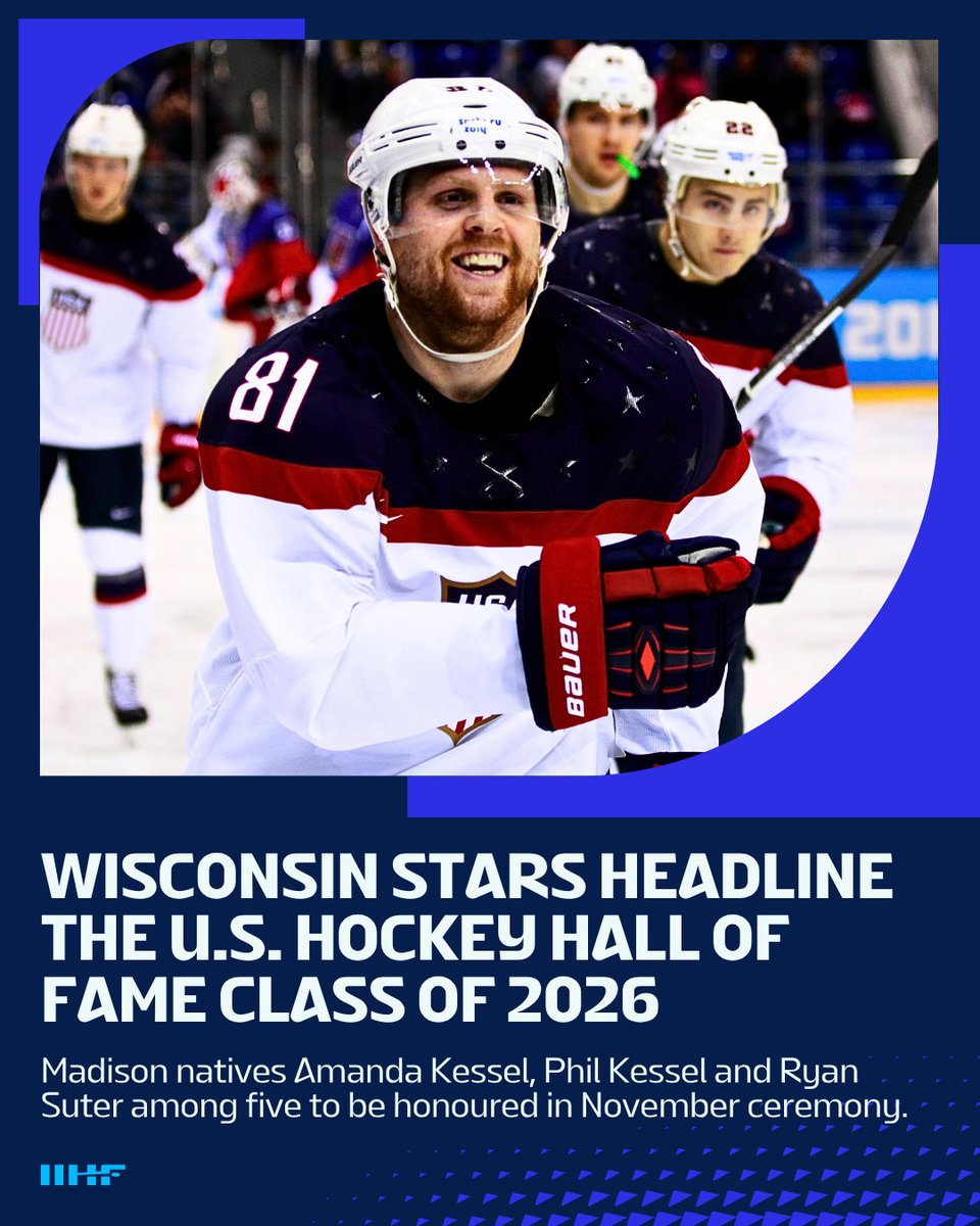 IIHFHockey's tweet photo. The 2026 U.S. Hockey Hall of Fame class is set. ๐บ๐ธ๐
๐ Read more: https://t.co/DT7xt5misC
#IIHF https://t.co/MmHygQEY2Q
