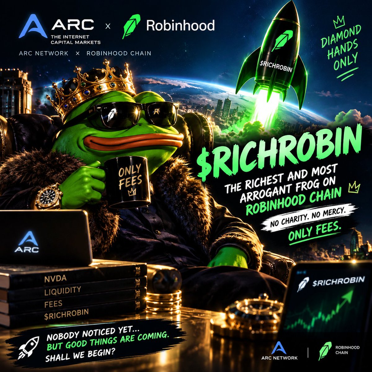 ZNoctis3191's tweet photo. $RICHROBIN 🐸👑

ARC × Robinhood Chain. ⚡

Nobody noticed yet…
but something big is coming. 👀🚀

The richest frog on the chain is just getting started.

Shall we begin? 🐸💰🔥

#RICHROBIN #ARC #Robinhood #Crypto #MemeCoin https://t.co/z3SzYjEcVT