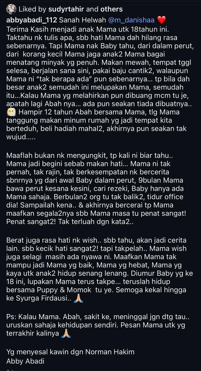 twtbiy's tweet photo. Abby abadi ni kalau caption sakitkan hati, baik tak payah wish birthday anak.

Mungkin anak pun ada terasa hati dengan ibu. Takkan ibu ja terasa hati dengan anak. https://t.co/7nV6155mUj