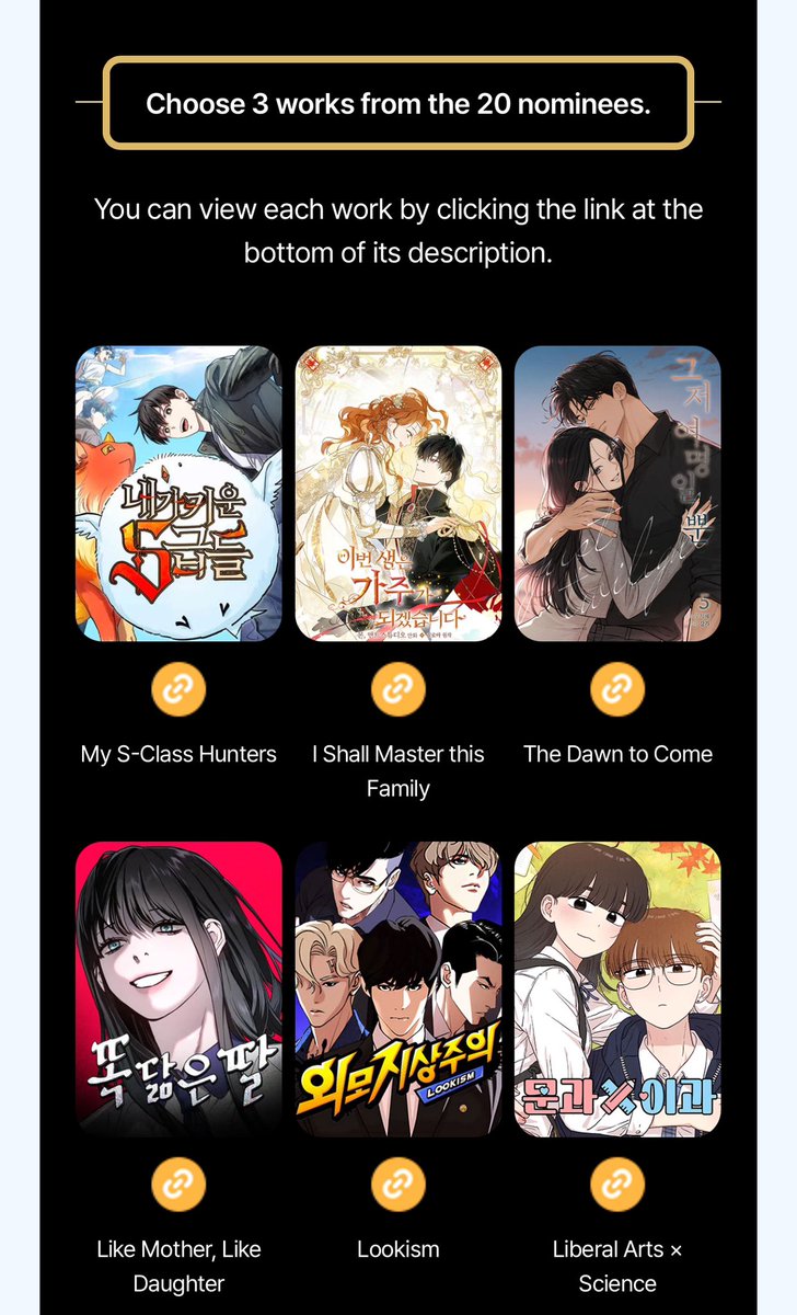 bananaleaffan's tweet photo. Guys, let’s vote for My S-Class Hunters (+ any other 2 manhwa among the nominations) for the World Webtoon Awards and help it get the crown! (^з^)-☆ 

And you can leave a lovely message as well! ♥️
https://t.co/3zAjw1kO57 https://t.co/1BUqJ50Zvl