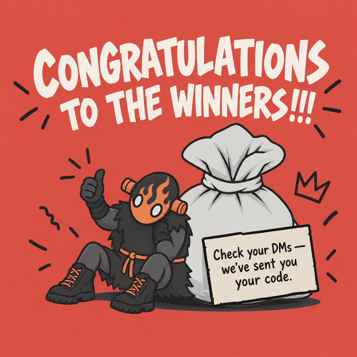 SACKofCHAOSnft's tweet photo. Congratulations to the winners!!! 🎉

Check your DMs - we’ve sent you your code. https://t.co/rvxxniqnaF