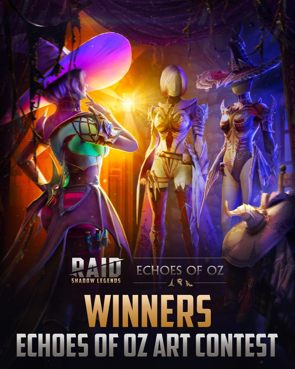 RaidRPG's tweet photo. Like any good tale, the #EchoesOfOzArtContest must come to an end eventually, and the time to announce the winners is nigh!
🏆Here are the artists whose entries gathered the most votes and landed them a spot in our Top 10:

Jacob Matsu https://t.co/OZ0tv2Wv0K
Juan José León Castro https://t.co/wGCsIRpSnI
Jose Ramos https://t.co/cTHbiMaJsp
Tania Tkachenko https://t.co/x4gelqBDqm
Rocio Aj Jimenez https://t.co/Dme4vuwqdi
Данизль Драган https://t.co/nVaIJvkdYs
Marcio Sepulveda https://t.co/u8lajnKGYz
Anastasia Ramey https://t.co/bgzG7YzR43
Elias Sawady https://t.co/olmeF2Gfmh
Kasey Wachter https://t.co/8ms8cIKgeM

🎉Congratulations, everyone! We’ll deliver the following rewards today, so keep an eye out for them in-game:

1 Sacred Shard
2 Legendary Tomes
1,000 Gems
Toto Avatar

But all of you who participated and supported your favorite artists are awesome. Thank you, and we hope to see you in the upcoming contests!

🐶The Toto avatar will be sent to all artists whose entries took part in the voting, regardless of how many votes they received.
🐶Additionally, all authors mentioned in the voting post will receive the avatar, even if they didn't participate in the vote itself. For reference, these artists are:

Abbas Abbassi, Jyoti Prakash Nanda, Od Chan, Paul C Kelley, John Smith, Steve Loeber, Jason Fruh, Louis Wright, Decota Timmons, Catrina Müller, Soufiane Saâdani, Inna Dorosh, Аа Аа, Hayley Steinbacher, Cayden Harmon, Lex Martinez, Brian McCasland, Mircea Boronia, Marko Ma, Aleks Grachev, Donald Pay, John AK, Gilberto Lora Cruz, Brandon Douglas Berry, optimal.kd, Travkid, stormdragonbenjo, Brian Myers, 1min_didyouknow, Vaclav Přílepek, Mr Tesla, Orlando Signor, Matthew Sheffer, Carlos Carrion, Hanna Makarevich, Victor Lopes, Cory Crew, Dante Ok, Aoi Ashito.
#RaidRPG #RaidShadowLegends #RaidFanart