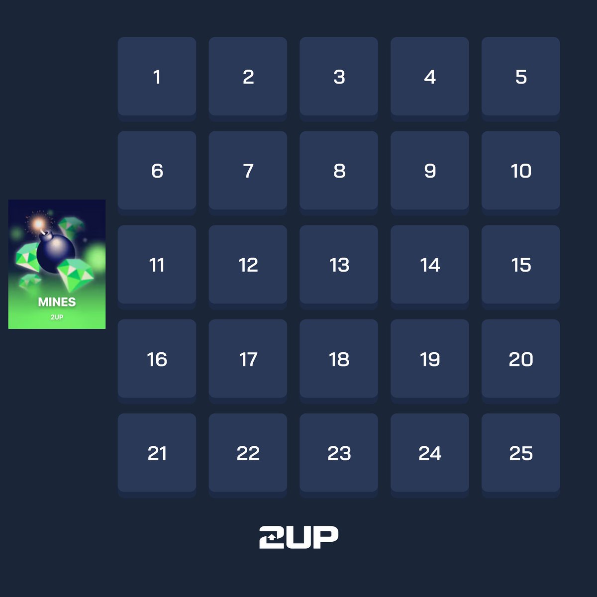 play2upio's tweet photo. 💣 The bomb is hiding somewhere in the grid. Will you find it or will it find you?

Follow @play2upio + tag 3 gambling bros + RT + like + drop your user

One people will be randomly selected. Only ONE answer will be accepted.

⚠️ Withdrawls are subject to terms and conditions. https://t.co/AqZ89HLEIG