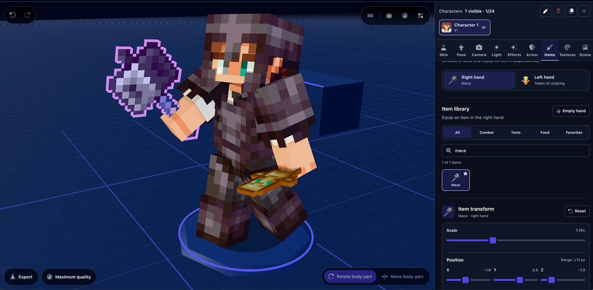 mineutils's tweet photo. New features
140 entities with texture variants
Support for 1,538 more items
Fixed item positioning to better fit in the character's hand
Enchanted item outlines
Experimental support for Java texture packs (.zip)
New keyboard shortcut: Shift + Left Click selects the entire entity https://t.co/IvOEBJ5IVu