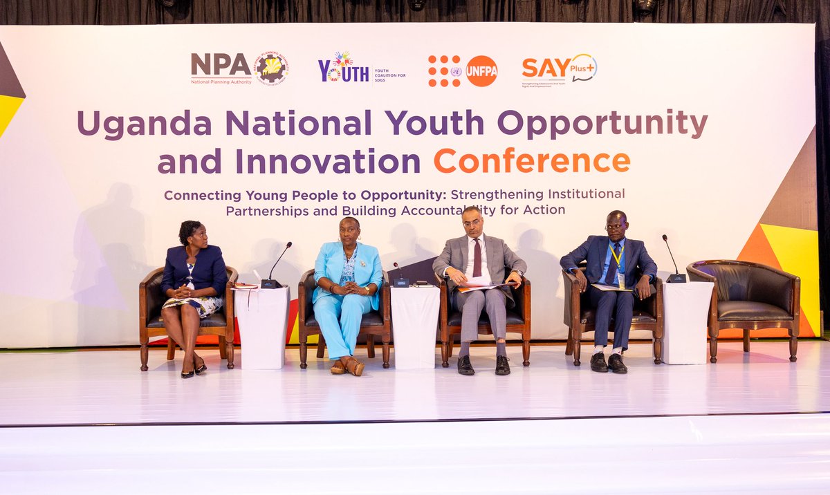 Youth4SDGsUga's tweet photo. The #NYOIC kicked off this morning with official opening remarks from our President @donaldrukanga1 , @NPA_UG Executive Director,
The Deputy Representative of @UNFPAUganda and the  @NPA_UG Prof. Pamela Mbabazi who highlighted the aims of the National Conference.

1/ https://t.co/I4nTo3maK5