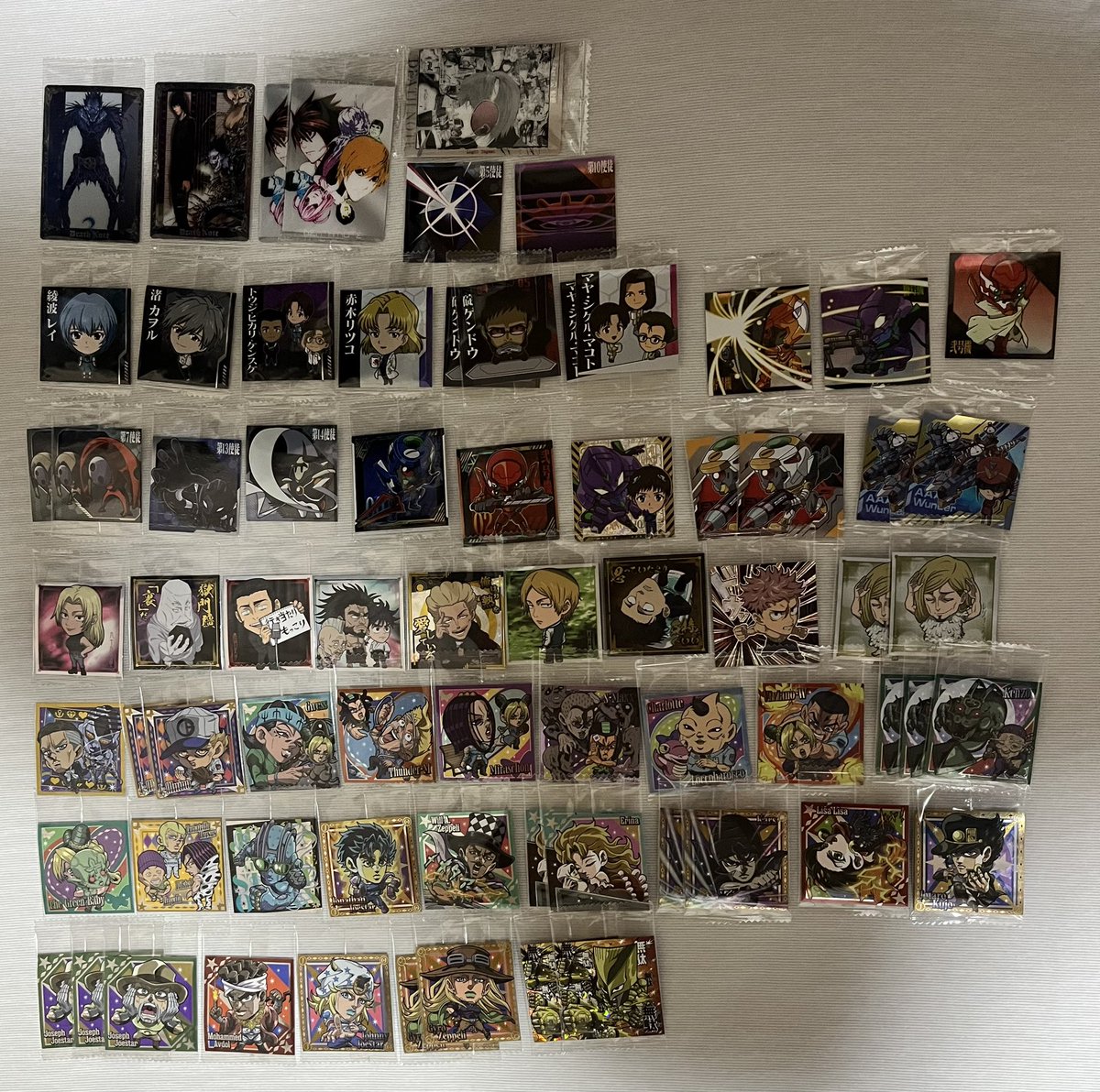 kiruzoru0707's tweet photo. 【交換】にふぉるめーしょん ウエハース シール ビックリマンチョコ

【譲】1、2枚目ジョジョ 呪術廻戦 エヴァ デスノート スターウォーズ (複数出し可)
※噴上 第5・6使徒 開封済

【求】3、4枚目 ジョジョ DIO エヴァ 呪術廻戦 BLEACH

郵送、手渡し🙆🏻‍♀️

検索からでもお気軽にお声がけ下さい🙌🏻 https://t.co/KMgnDZ61ov