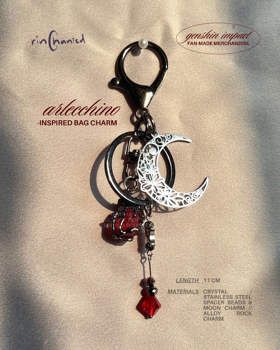 rinchanted's tweet photo. arlecchino bag charm ✴︎

pre-order (mail &amp; pick up at #CF23 &amp; Tokio Fest) available on 25.09.2026

#原神 #GenshinImpact https://t.co/fwXLgtR8Nk