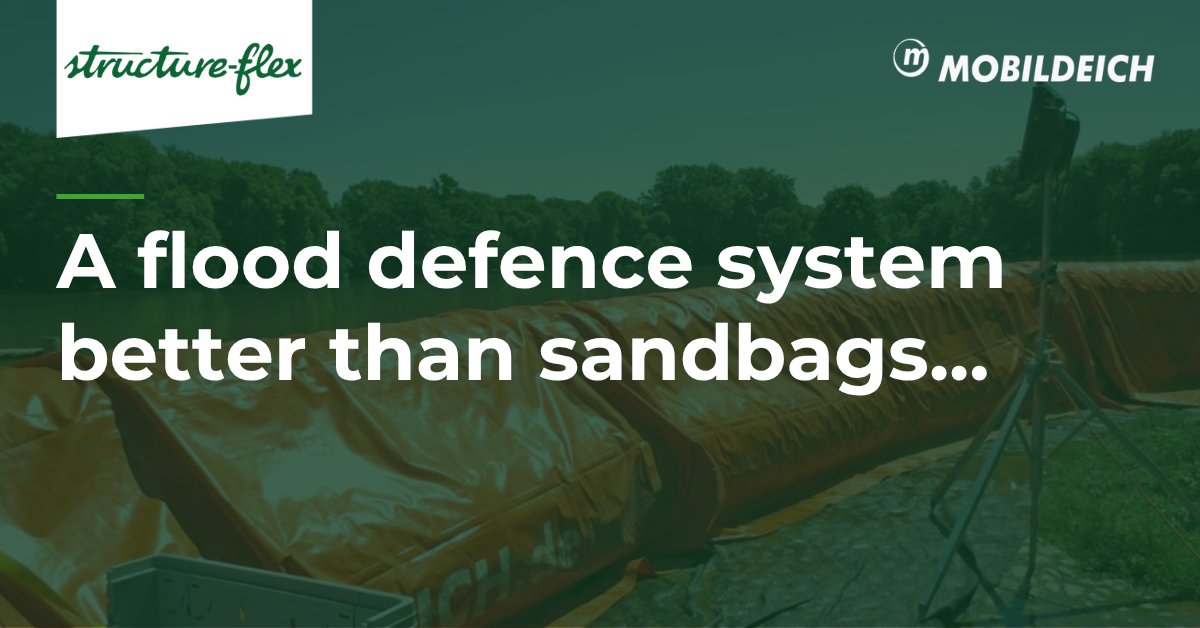 Structure_flex's tweet photo. Sandbags have long been used for flood protection - but Mobildeich offers a superior solution. 

The fast flood defence system, Mobildeich, can withstand floods up to 2.6m - saving 3,500 sandbags and enabling deployment 128 times faster. 

Find out more: https://t.co/rEqhA9DUma https://t.co/GJ3AGbBEh1