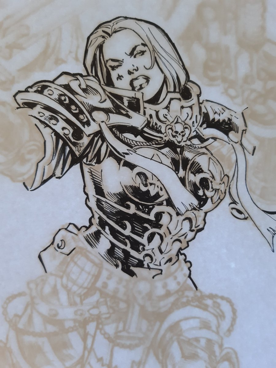 StazJohnson's tweet photo. Inking this Warhammer 40K commission. https://t.co/T36efMP44f