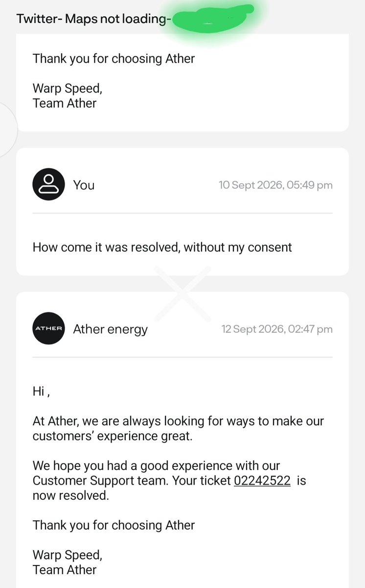 pavanpanthangi's tweet photo. @atherenergy @tarunsmehta I’ve been sending follow-up emails, but my ticket keeps getting marked as resolved without any actual answers—hats off to the team for such a stellar approach. #customerservice #support #frustration 🙄👏 https://t.co/dS3pYalxHH