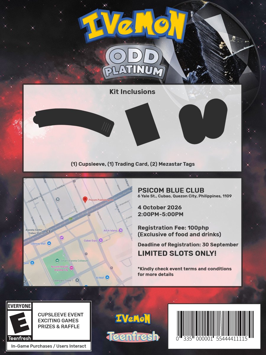 TeenfreshPH's tweet photo. The Distortion World awaits… Are you ready to discover what lies within?
IVEMON: ODD PLATINUM Cupsleeve Event
📍 Psicom Blue Club
📅 October 4, 2026
⏰ 2:00PM-5:00PM
✅Registration Form: https://t.co/QNklhXaXWk
#IVEMON_OP #Teenfresh #IVE #Gaeul https://t.co/Cs9zIsfooR