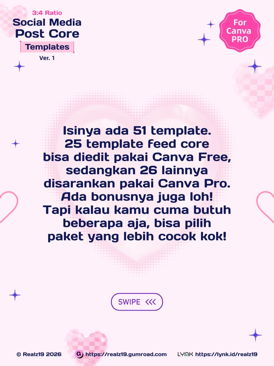 Realz19graphic's tweet photo. Jadi, dari total 51 template, 25 template feed core bisa diedit di Canva free, yang 26 Social Media Post core sebaiknya diedit dan hasilnya disave pakai Canva pro.

#zonauang #zonajajan #canvatemplate https://t.co/NPmSW69AOa