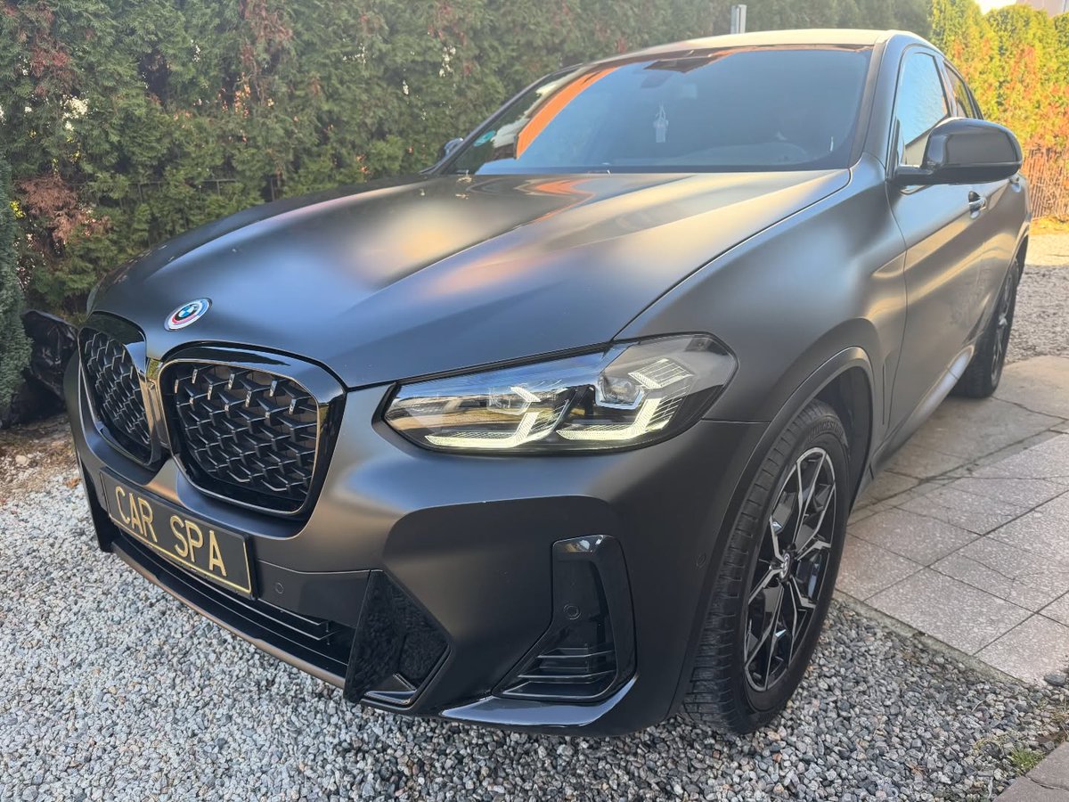 Camilozetta's tweet photo. BMW X4 in a satin finish! Fully prepped and protected with satin PPF for maximum paint protection, self-healing properties, easier maintenance, and a refined new look. Contact us for a free quote. https://t.co/KpXDob3zR7