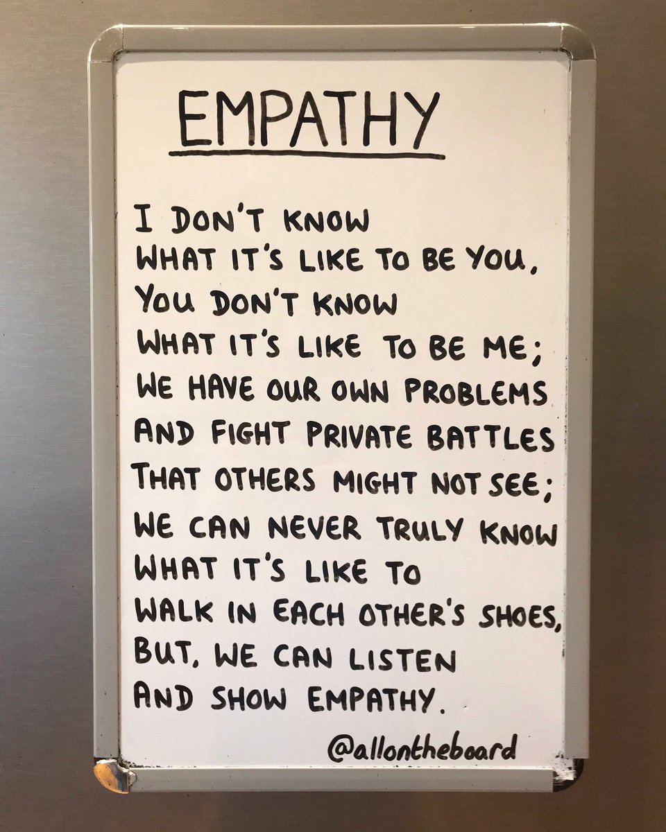allontheboard's tweet photo. We can never truly know what it’s like to walk in each other’s shoes, but we can listen and show empathy. 

#Empathy https://t.co/xgEGrcoSvb