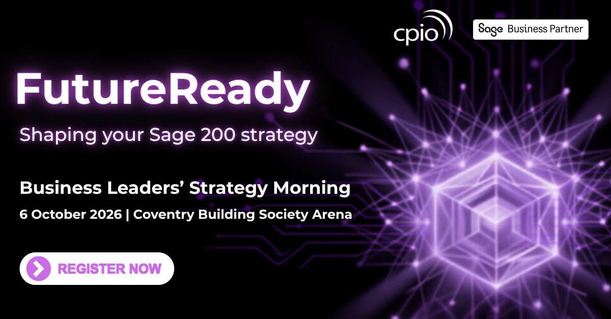 CPiOSage's tweet photo. Join CPiO for #FutureReady on 6 October at CBS Arena, Coventry.

Get practical Sage 200 guidance on cloud migration, BI reporting and secure data, plus director access, lunch and a stadium tour.

Reserve your place: https://t.co/GGoqazh1aB

#CPiO #CBSArena #Sage200FutureReady https://t.co/bUpGB1OQPC
